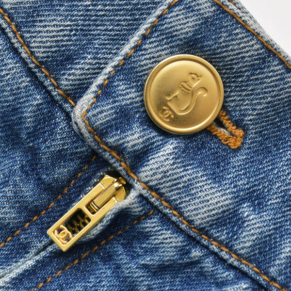 CHANEL シャネル 19SS デニムスカート P61825V47197 サイズ34 メティエダールコレクション ココマーク パッチワーク 美品 中古 4b013844