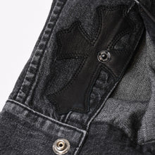 Load image into Gallery viewer, 極美品 CHROME HEARTS クロムハーツ LOOSEENDS ルーズエンド 長袖デニムシャツ サイズS CHクロスパッチ 2パッチ ブラック 中古 4b013906