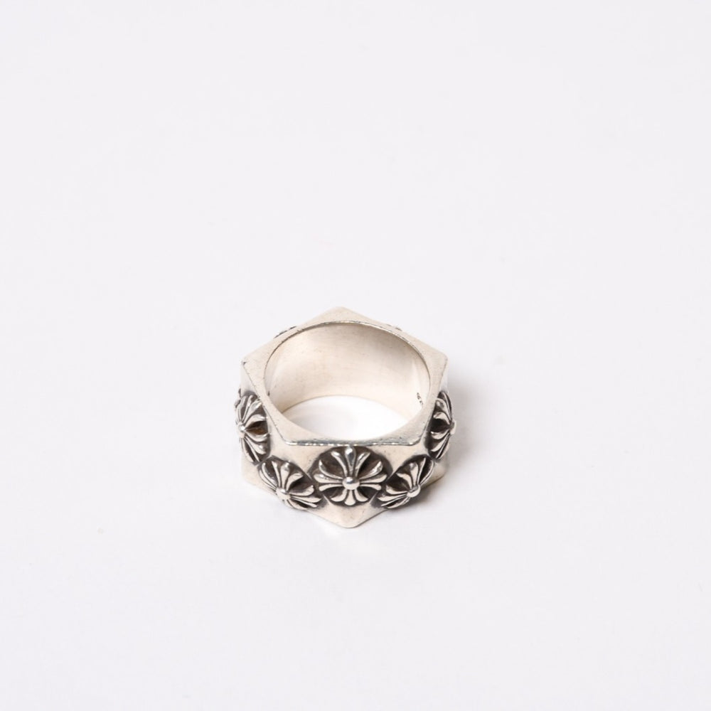 Very Good Condition CHROME HEARTS Pentagon Ring CH Plus 2014 Engraved No. 14 Weight 16.9g Silver 925 Used 4b013874