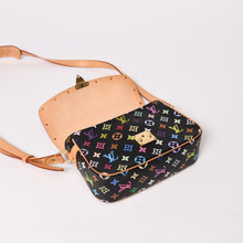 Load image into Gallery viewer, LOUIS VUITTON ルイヴィトン ソローニュ ショルダーバッグ M92639 モノグラム マルチカラー ブラック 村上隆 美品 中古 4b013947
