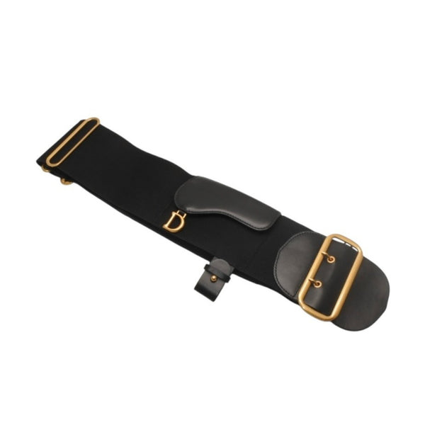 極美品 CHRISTIAN DIOR クリスチャンディオール ウエストベルト 23-MA-0282 SM レザー ブラック ゴールド金具 中古 4b013838