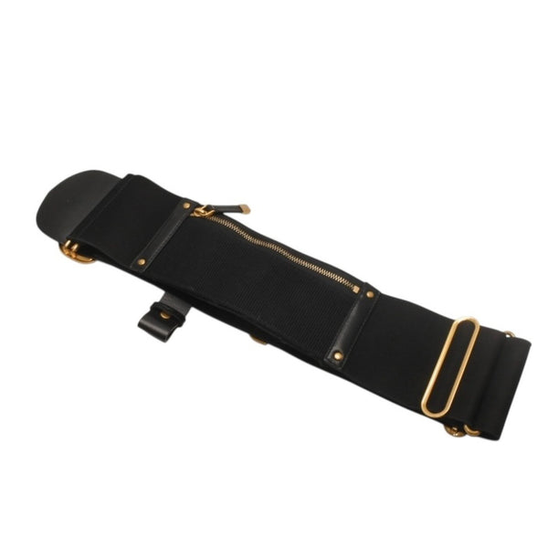 極美品 CHRISTIAN DIOR クリスチャンディオール ウエストベルト 23-MA-0282 SM レザー ブラック ゴールド金具 中古 4b013838