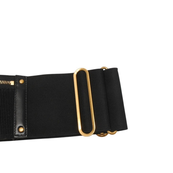 極美品 CHRISTIAN DIOR クリスチャンディオール ウエストベルト 23-MA-0282 SM レザー ブラック ゴールド金具 中古 4b013838