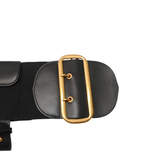 極美品 CHRISTIAN DIOR クリスチャンディオール ウエストベルト 23-MA-0282 SM レザー ブラック ゴールド金具 中古 4b013838