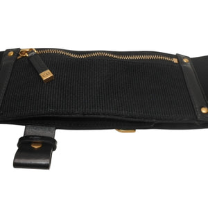 極美品 CHRISTIAN DIOR クリスチャンディオール ウエストベルト 23-MA-0282 SM レザー ブラック ゴールド金具 中古 4b013838