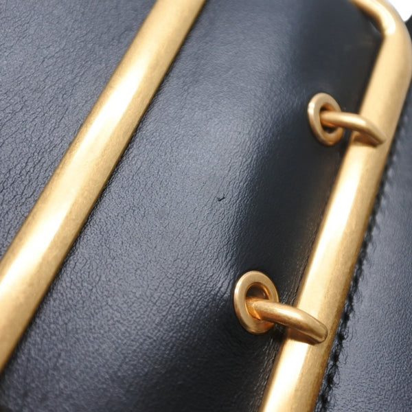 極美品 CHRISTIAN DIOR クリスチャンディオール ウエストベルト 23-MA-0282 SM レザー ブラック ゴールド金具 中古 4b013838