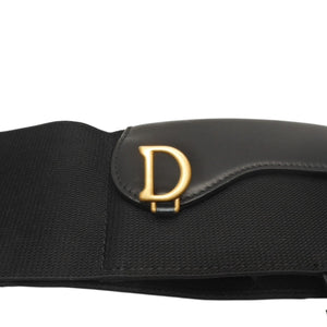極美品 CHRISTIAN DIOR クリスチャンディオール ウエストベルト 23-MA-0282 SM レザー ブラック ゴールド金具 中古 4b013838