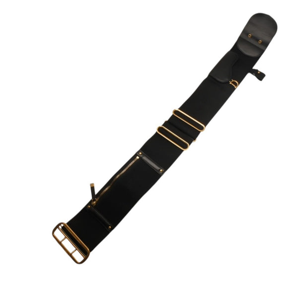 極美品 CHRISTIAN DIOR クリスチャンディオール ウエストベルト 23-MA-0282 SM レザー ブラック ゴールド金具 中古 4b013838