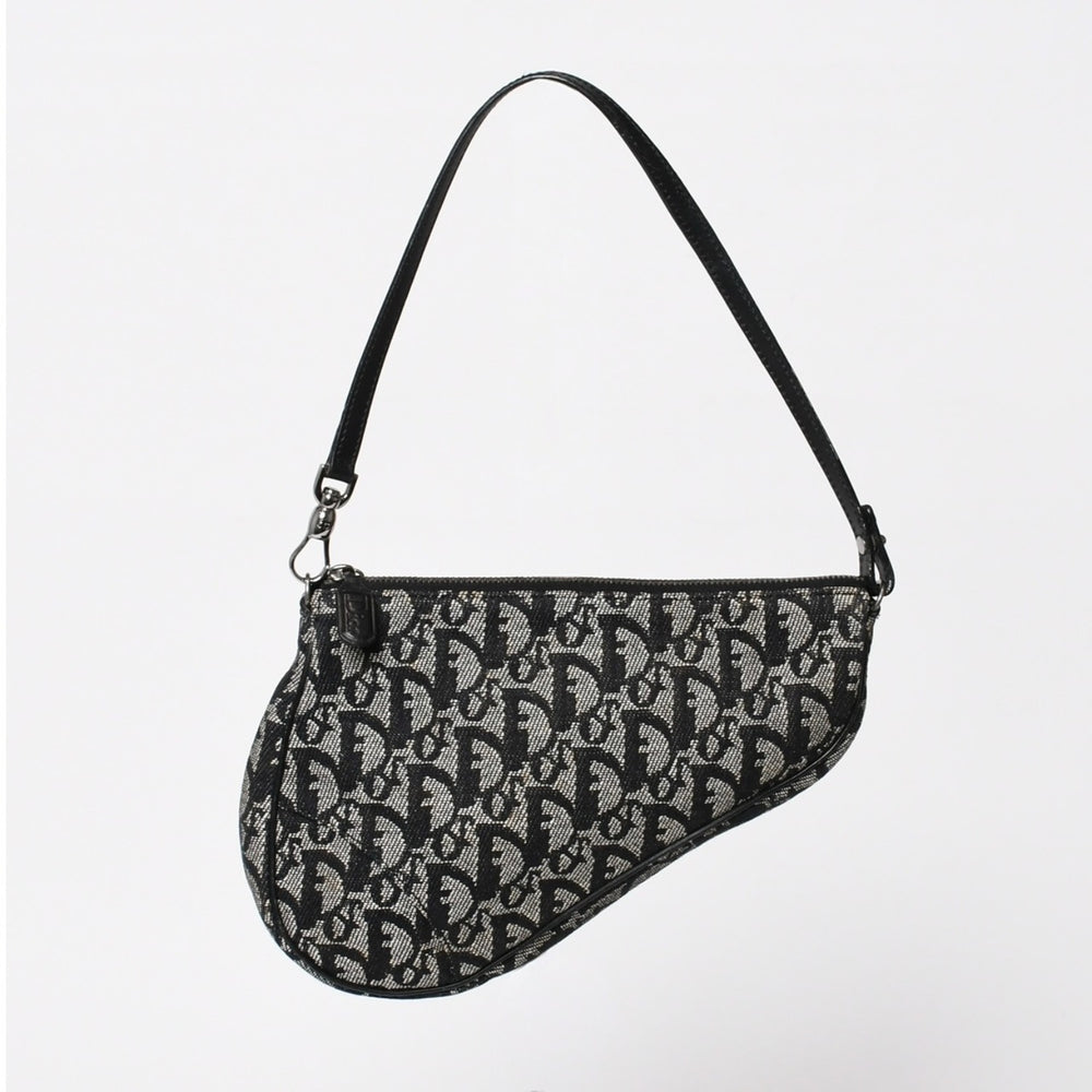 CHRISTIAN DIOR Christian Dior Trotter Saddle Bag One Shoulder Bag Saddle Pouch Navy Good Condition Used 4b011018