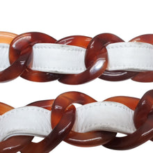 画像をギャラリービューアに読み込む, CHANEL シャネル プラスチック レザーチェーンベルト 全長約84.5cm ココマーク べっ甲柄 ホワイト ブラウン 美品 中古 4b013296