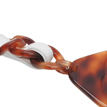 画像をギャラリービューアに読み込む, CHANEL シャネル プラスチック レザーチェーンベルト 全長約84.5cm ココマーク べっ甲柄 ホワイト ブラウン 美品 中古 4b013296