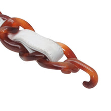 画像をギャラリービューアに読み込む, CHANEL シャネル プラスチック レザーチェーンベルト 全長約84.5cm ココマーク べっ甲柄 ホワイト ブラウン 美品 中古 4b013296