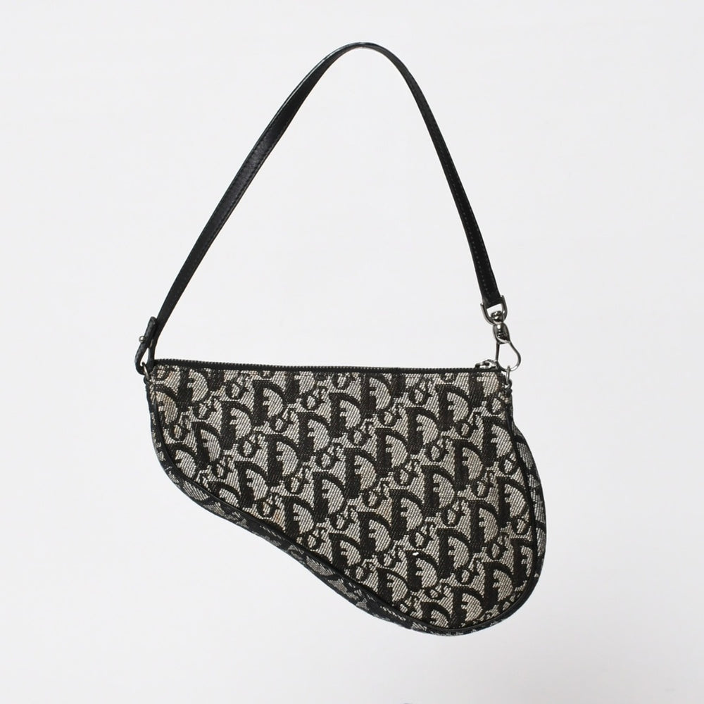 CHRISTIAN DIOR Christian Dior Trotter Saddle Bag One Shoulder Bag Saddle Pouch Navy Good Condition Used 4b011018
