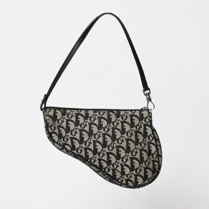 CHRISTIAN DIOR クリスチャンディオール トロッター サドルバッグ ワンショルダーバッグ サドルポーチ ネイビー 美品 中古 4b011018