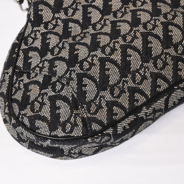 CHRISTIAN DIOR クリスチャンディオール トロッター サドルバッグ ワンショルダーバッグ サドルポーチ ネイビー 美品 中古 4b011018