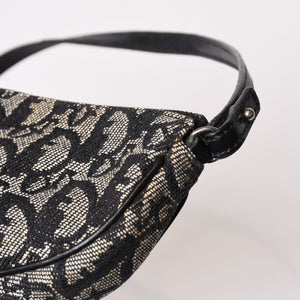 CHRISTIAN DIOR クリスチャンディオール トロッター サドルバッグ ワンショルダーバッグ サドルポーチ ネイビー 美品 中古 4b011018