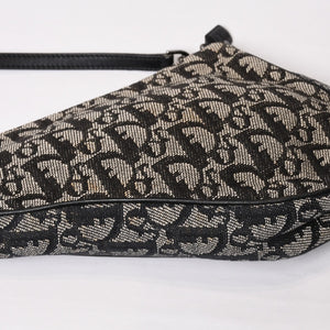 CHRISTIAN DIOR クリスチャンディオール トロッター サドルバッグ ワンショルダーバッグ サドルポーチ ネイビー 美品 中古 4b011018