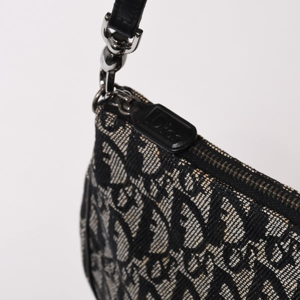 CHRISTIAN DIOR クリスチャンディオール トロッター サドルバッグ ワンショルダーバッグ サドルポーチ ネイビー 美品 中古 4b011018