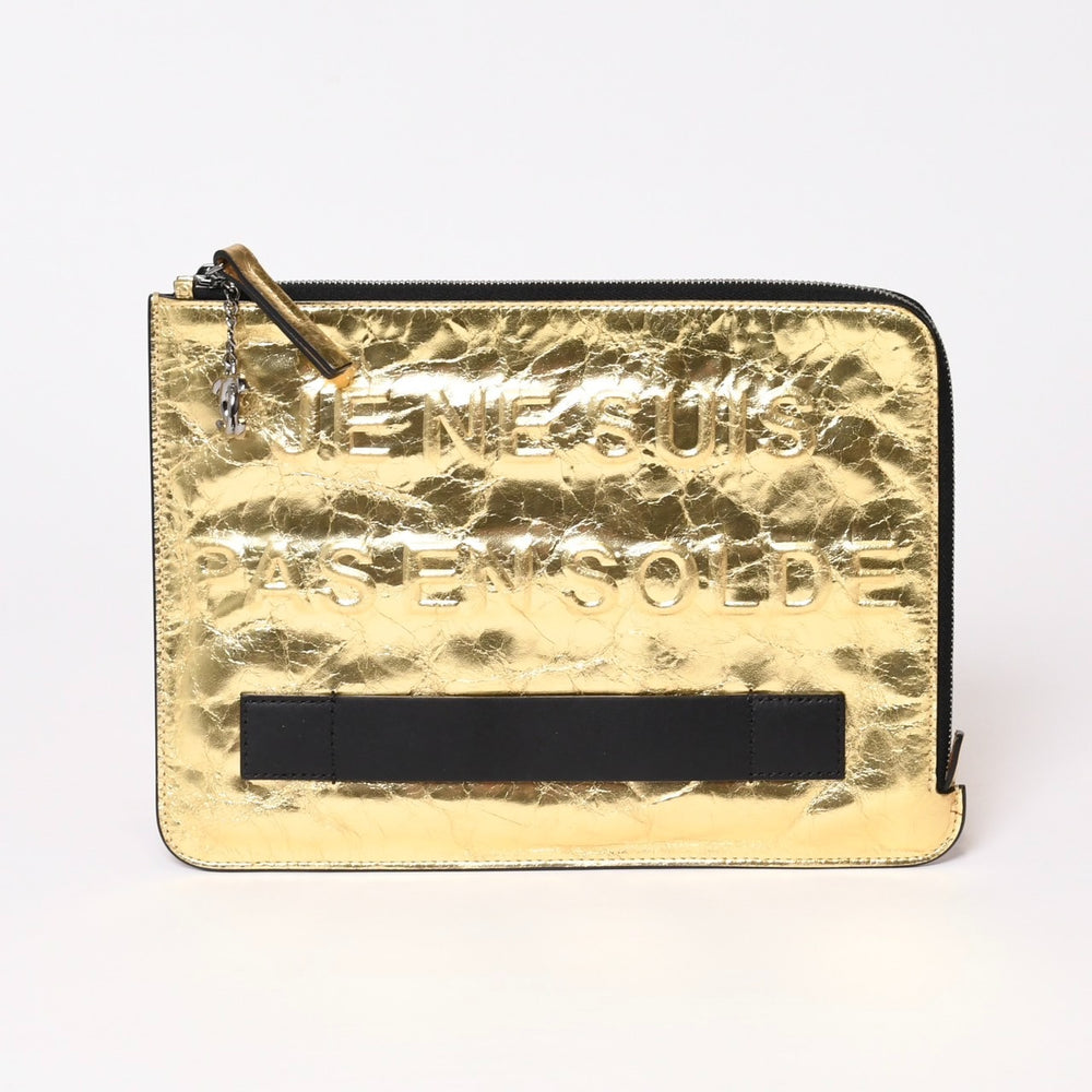 極美品 CHANEL シャネル VOTEZ COCO クラッチバッグ A82164 21番台 ココマーク クリンクルレザー メタリックゴールド 中古 4b013942