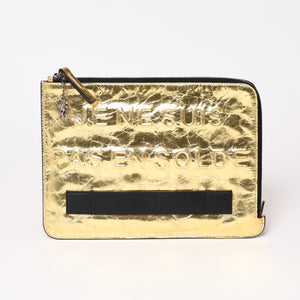 極美品 CHANEL シャネル VOTEZ COCO クラッチバッグ A82164 21番台 ココマーク クリンクルレザー メタリックゴールド 中古 4b013942