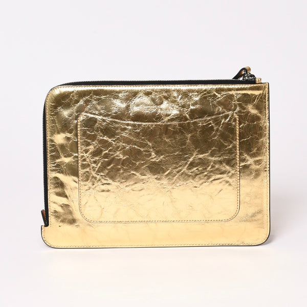 極美品 CHANEL シャネル VOTEZ COCO クラッチバッグ A82164 21番台 ココマーク クリンクルレザー メタリックゴールド 中古 4b013942
