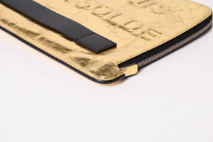 極美品 CHANEL シャネル VOTEZ COCO クラッチバッグ A82164 21番台 ココマーク クリンクルレザー メタリックゴールド 中古 4b013942