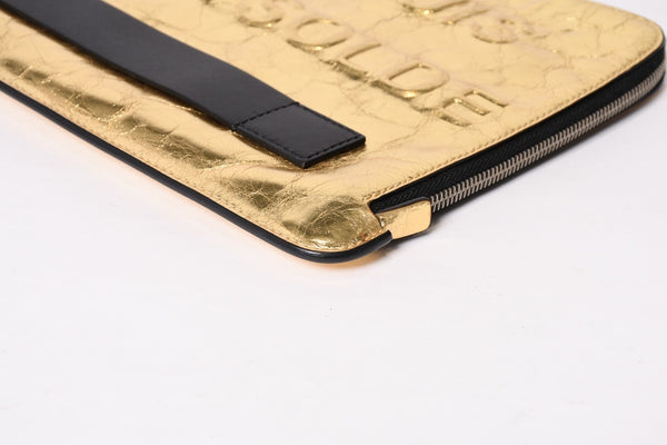 極美品 CHANEL シャネル VOTEZ COCO クラッチバッグ A82164 21番台 ココマーク クリンクルレザー メタリックゴールド 中古 4b013942