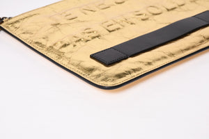 極美品 CHANEL シャネル VOTEZ COCO クラッチバッグ A82164 21番台 ココマーク クリンクルレザー メタリックゴールド 中古 4b013942