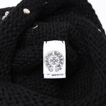 画像をギャラリービューアに読み込む, CHROME HEARTS クロムハーツ ビーニー ニット帽 クロスボール ピラミッド ブラック カシミヤ シルバー925 美品 中古 4b014000