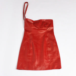 Very Good Condition SAINT LAURENT PARIS Saint Laurent Dress 328718 Lambskin Red Used 4b014127