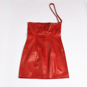 Very Good Condition SAINT LAURENT PARIS Saint Laurent Dress 328718 Lambskin Red Used 4b014127