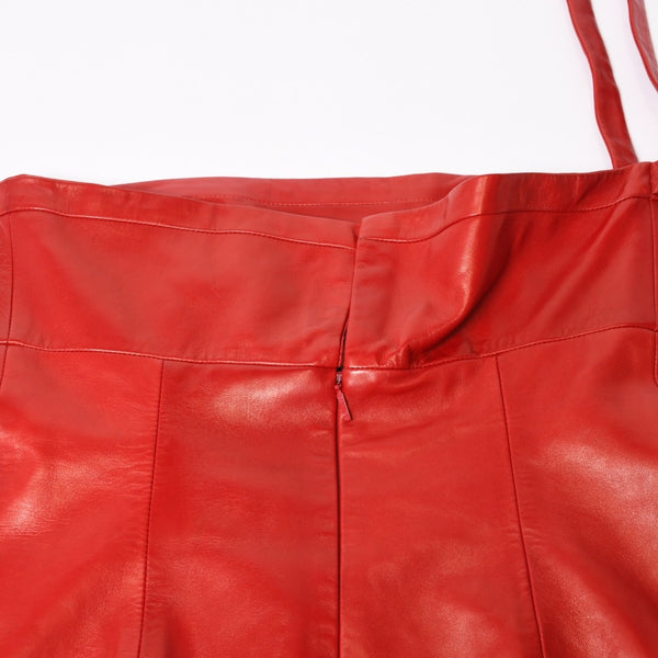 Very Good Condition SAINT LAURENT PARIS Saint Laurent Dress 328718 Lambskin Red Used 4b014127