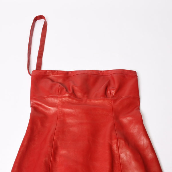 Very Good Condition SAINT LAURENT PARIS Saint Laurent Dress 328718 Lambskin Red Used 4b014127