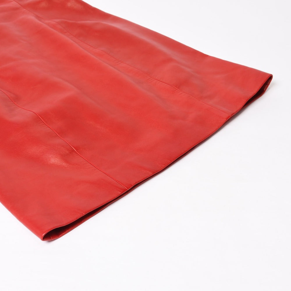 Very Good Condition SAINT LAURENT PARIS Saint Laurent Dress 328718 Lambskin Red Used 4b014127