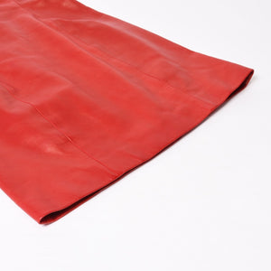 Very Good Condition SAINT LAURENT PARIS Saint Laurent Dress 328718 Lambskin Red Used 4b014127