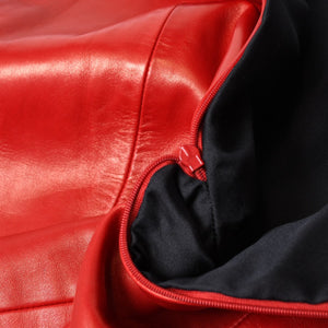 Very Good Condition SAINT LAURENT PARIS Saint Laurent Dress 328718 Lambskin Red Used 4b014127