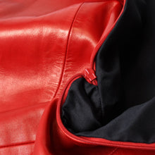 画像をギャラリービューアに読み込む, 極美品 SAINT LAURENT PARIS サンローラン ワンピース 328718 ラムスキン レッド 中古 4b014127