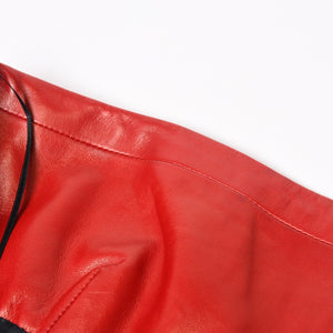 Very Good Condition SAINT LAURENT PARIS Saint Laurent Dress 328718 Lambskin Red Used 4b014127