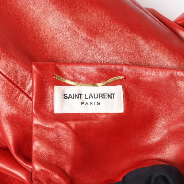 Very Good Condition SAINT LAURENT PARIS Saint Laurent Dress 328718 Lambskin Red Used 4b014127