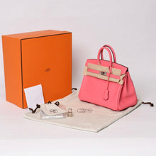 画像をギャラリービューアに読み込む, 新品同様品 HERMES エルメス ハンドバッグ C刻印 バーキン25 ヴォースイフト ローズアザレ シルバー金具 中古 4b014079