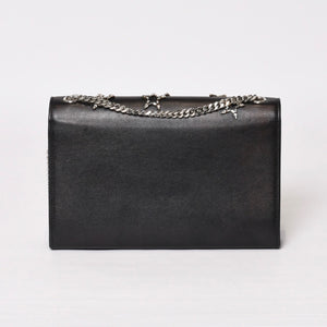 YVES SAINT LAURENT イヴ サンローラン ショルダーバッグ YSLロゴ スタースタッズ レザー ゴールド金具 ブラック 美品 中古 4b010416