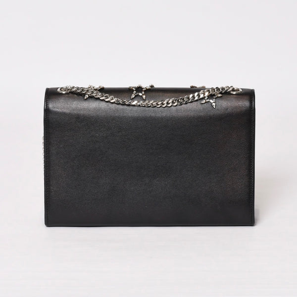YVES SAINT LAURENT イヴ サンローラン ショルダーバッグ YSLロゴ スタースタッズ レザー ゴールド金具 ブラック 美品 中古 4b010416