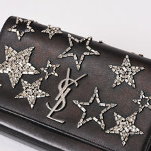 画像をギャラリービューアに読み込む, YVES SAINT LAURENT イヴ サンローラン ショルダーバッグ YSLロゴ スタースタッズ レザー ゴールド金具 ブラック 美品 中古 4b010416