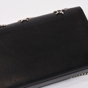 YVES SAINT LAURENT イヴ サンローラン ショルダーバッグ YSLロゴ スタースタッズ レザー ゴールド金具 ブラック 美品 中古 4b010416