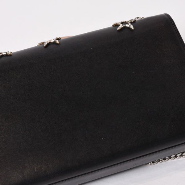 YVES SAINT LAURENT イヴ サンローラン ショルダーバッグ YSLロゴ スタースタッズ レザー ゴールド金具 ブラック 美品 中古 4b010416