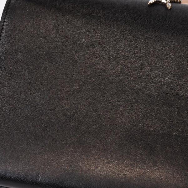 YVES SAINT LAURENT イヴ サンローラン ショルダーバッグ YSLロゴ スタースタッズ レザー ゴールド金具 ブラック 美品 中古 4b010416