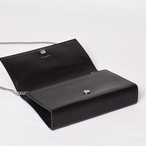 YVES SAINT LAURENT イヴ サンローラン ショルダーバッグ YSLロゴ スタースタッズ レザー ゴールド金具 ブラック 美品 中古 4b010416