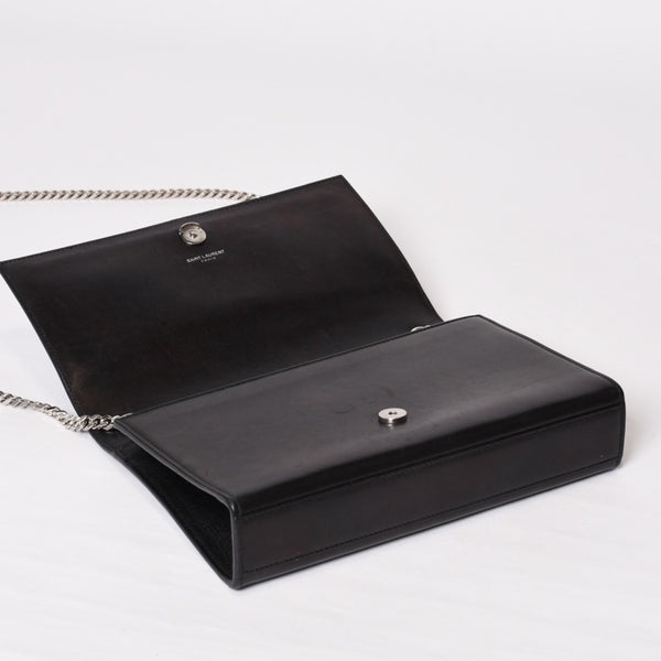 YVES SAINT LAURENT イヴ サンローラン ショルダーバッグ YSLロゴ スタースタッズ レザー ゴールド金具 ブラック 美品 中古 4b010416