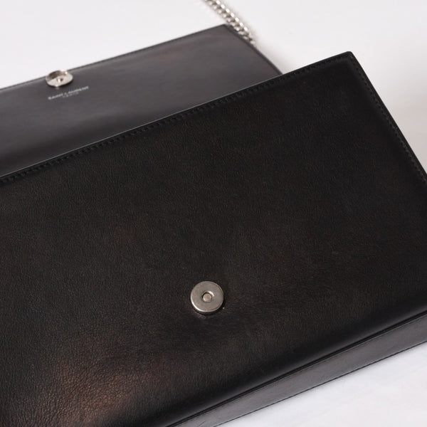 YVES SAINT LAURENT イヴ サンローラン ショルダーバッグ YSLロゴ スタースタッズ レザー ゴールド金具 ブラック 美品 中古 4b010416