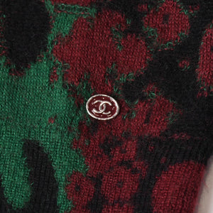 極美品 CHANEL シャネル ニットセーター P75361K10782 サイズ34 ココマーク レオパード グリーン カシミヤ モヘア ウール 中古 4b014078